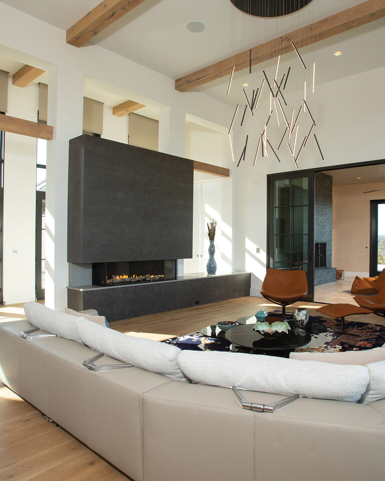 The family room accesses a four-season room with recessing sliding doors.